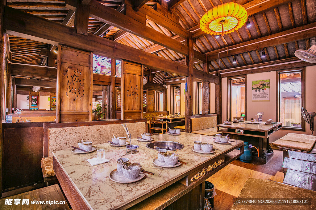 中式古风餐厅包间场景