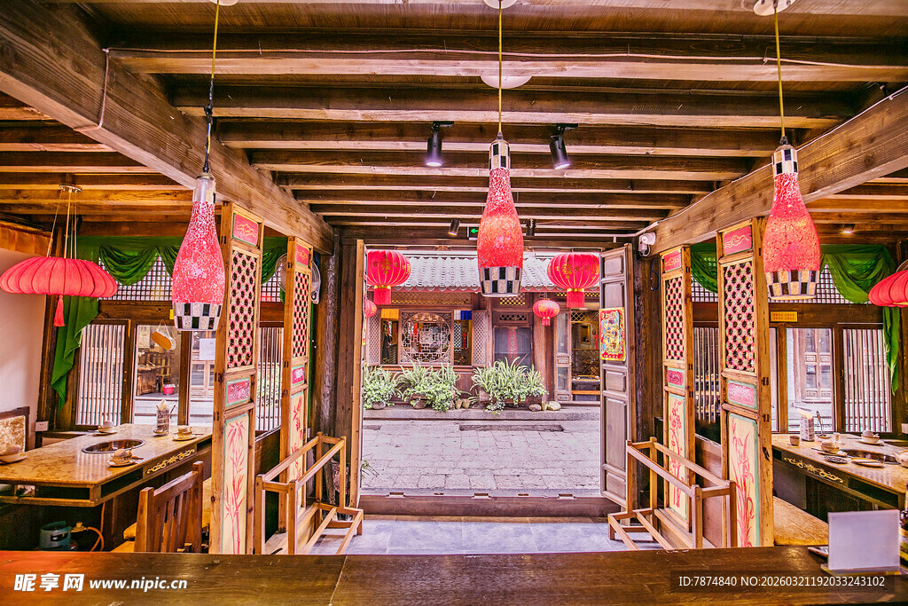 中式古风餐厅室内场景