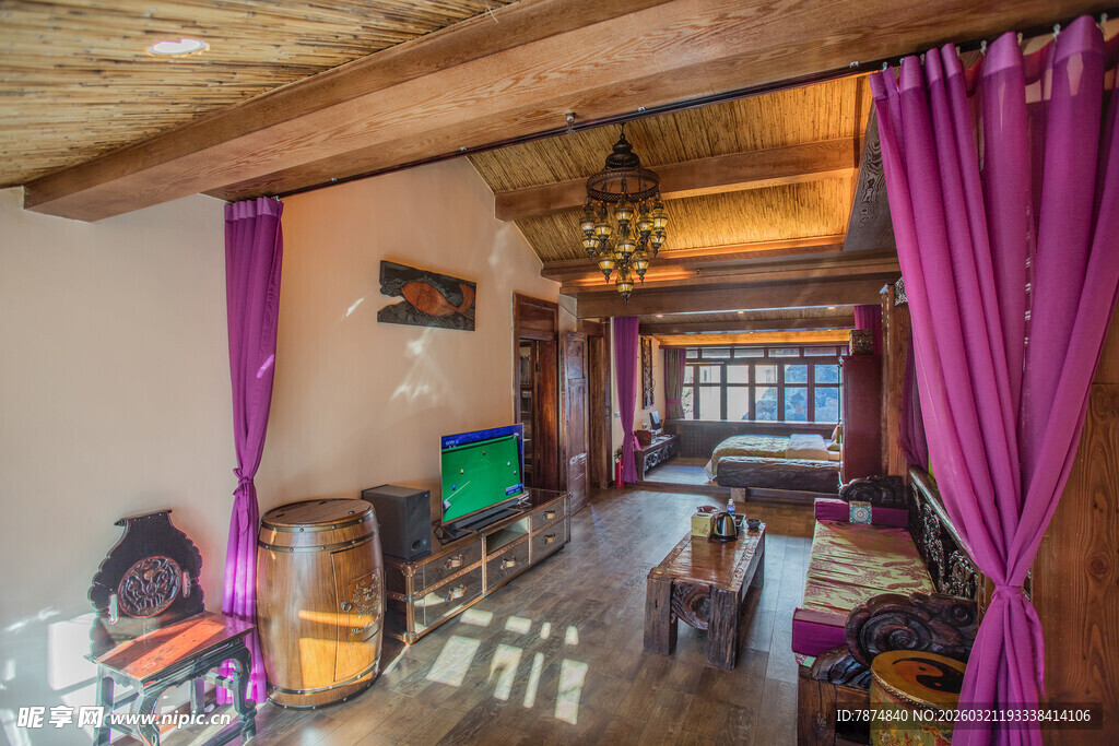 温馨复古风客厅室内场景