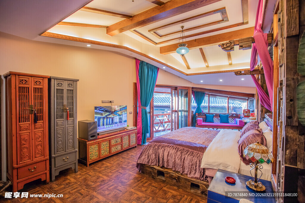 温馨复古风卧室室内景致