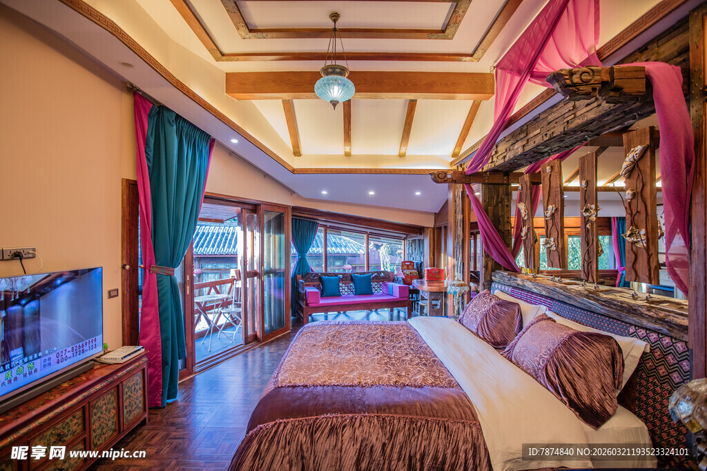 复古风豪华卧室室内场景