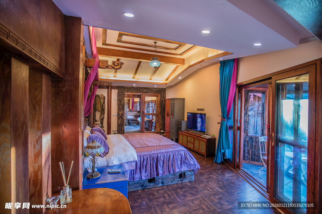 温馨复古风格卧室室内景