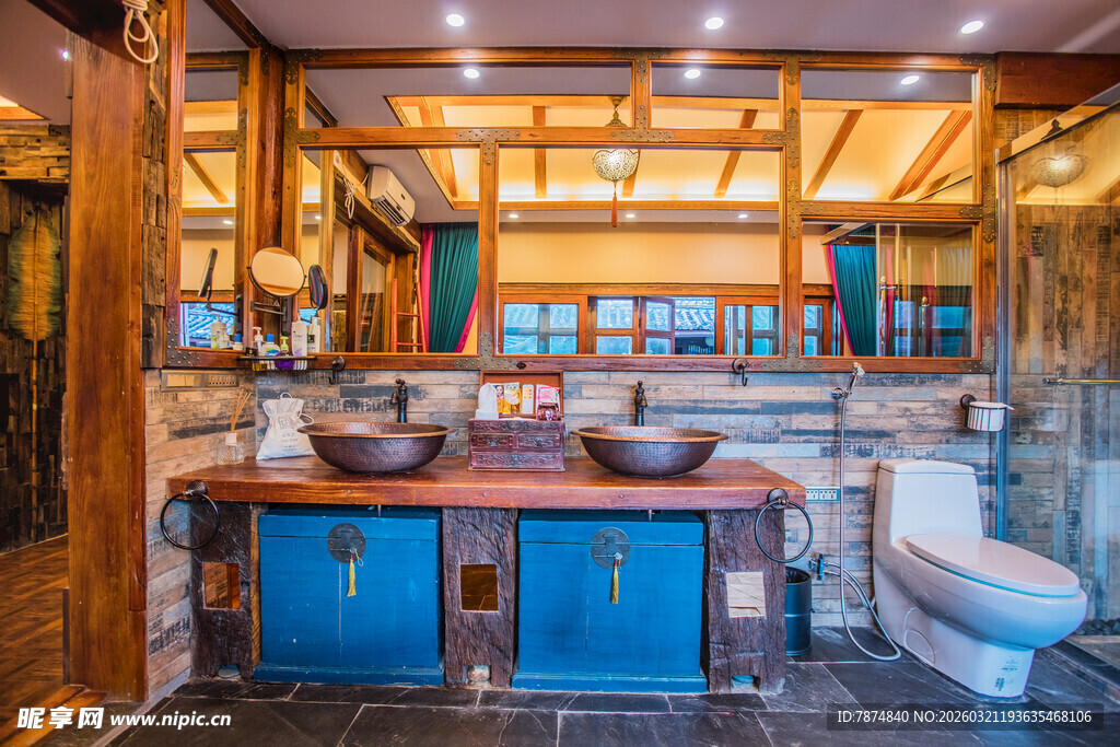 木质乡村风浴室场景