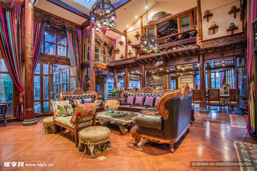 豪华复古风客厅室内场景