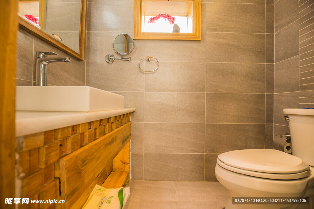 简约风木质卫浴间场景