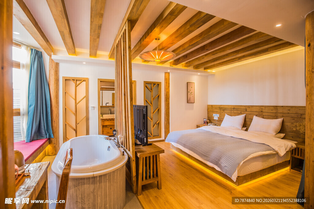 温馨木质风格民宿卧室