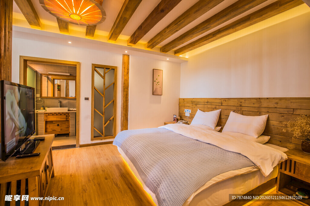 温馨木质风卧室室内场景