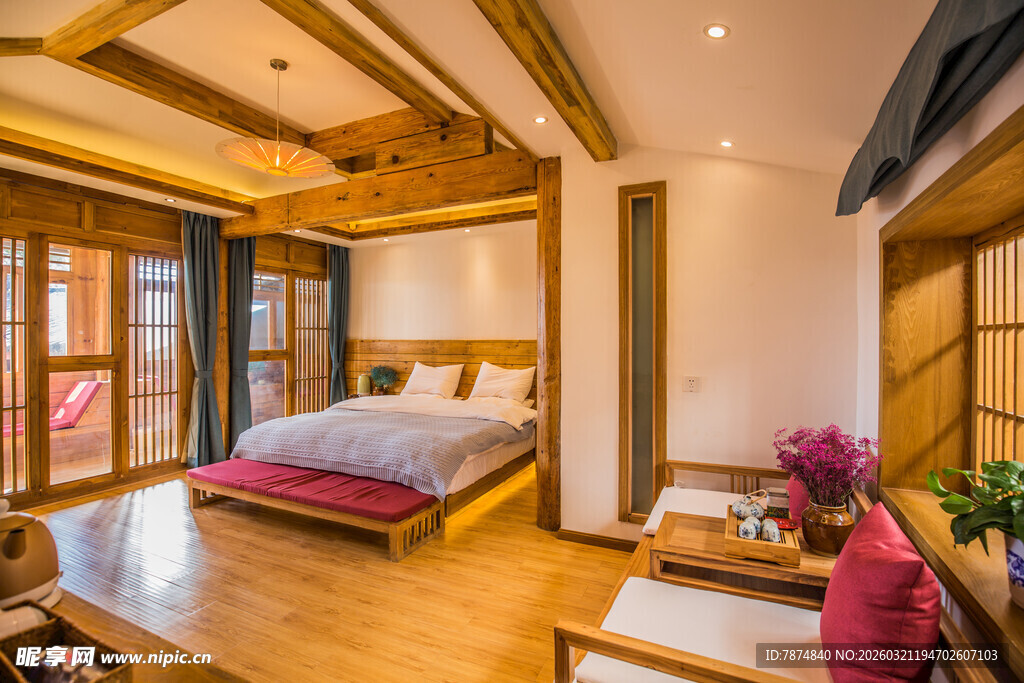 温馨木质风卧室室内景致