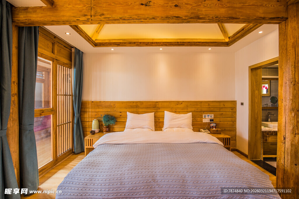 温馨木质风卧室民宿房间