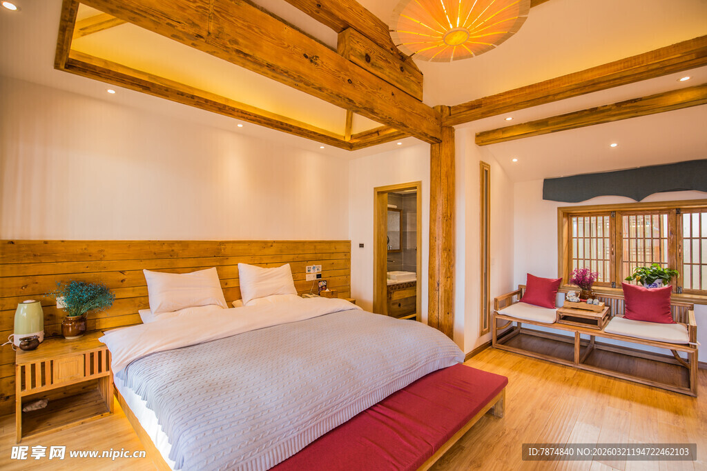 温馨木质风格卧室场景