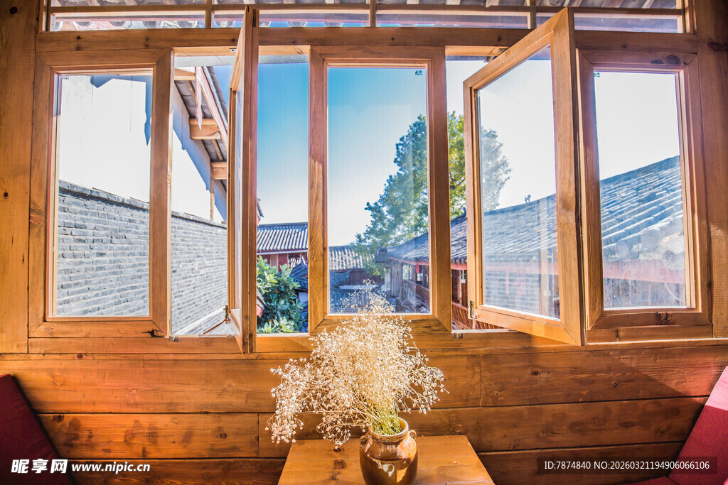 窗边雅致茶室景观