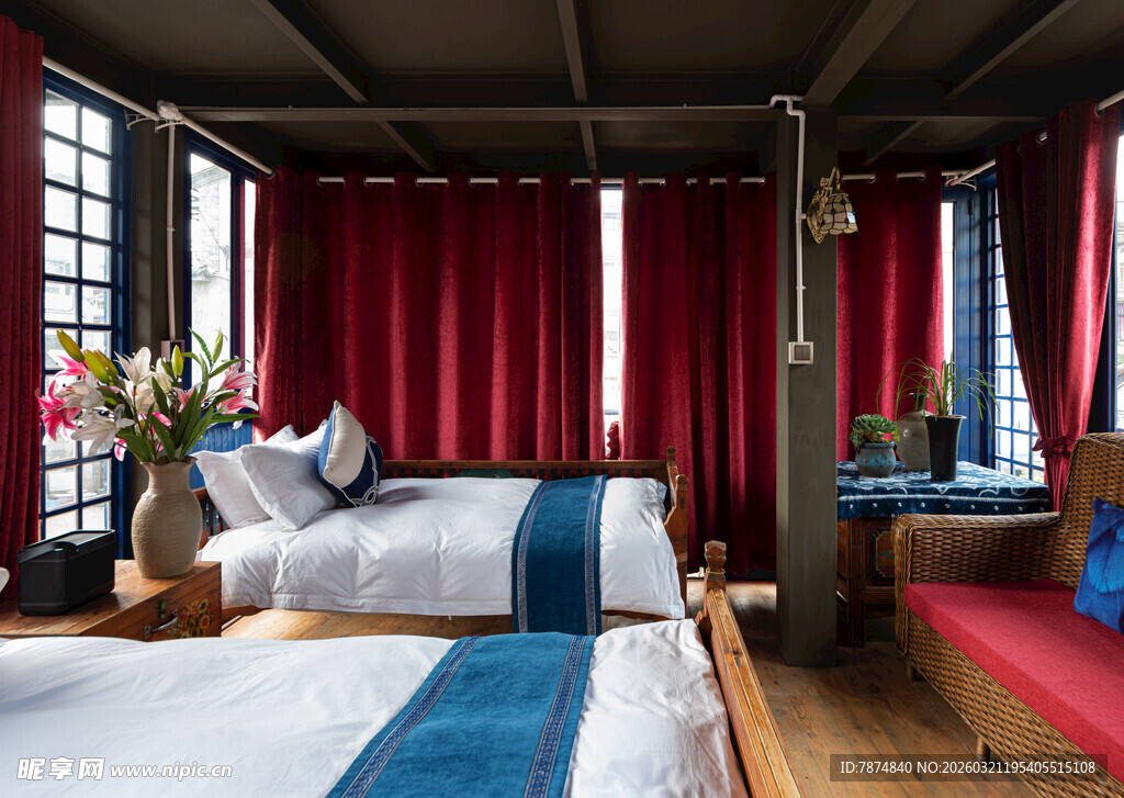 温馨复古风卧室舒适空间