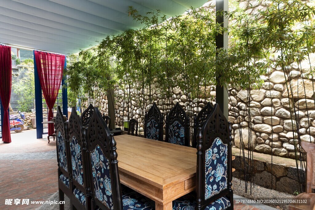 户外庭院精致桌椅景观