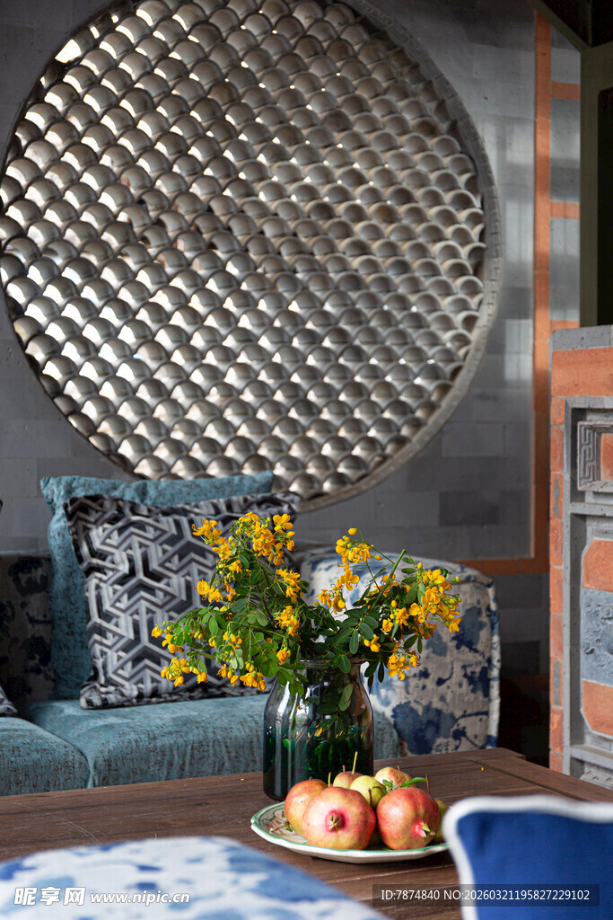 复古风金属屏风室内装饰