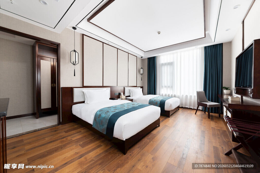 现代简约风格双床酒店客房