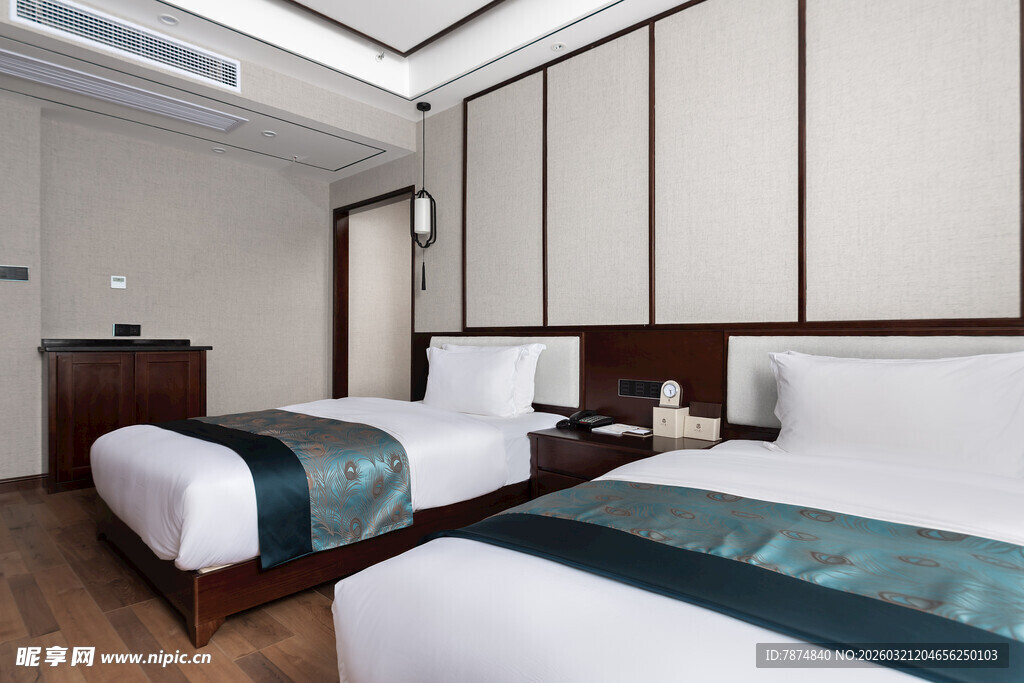 现代简约风格双床酒店客房