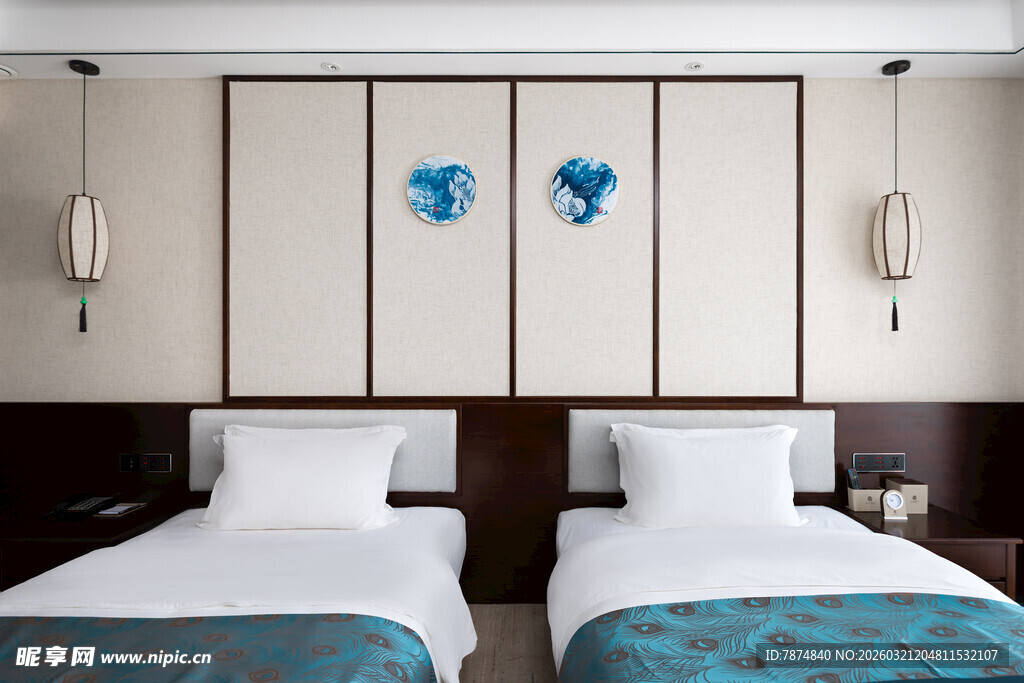 现代简约风格双床酒店房间