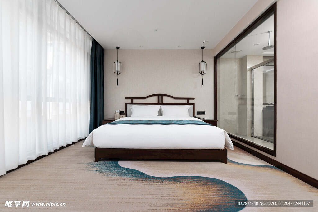 简约中式风格卧室空间