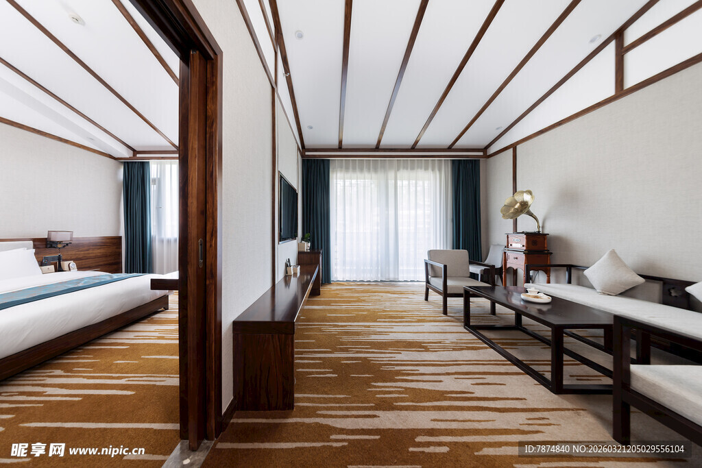 现代简约风格卧室与客厅