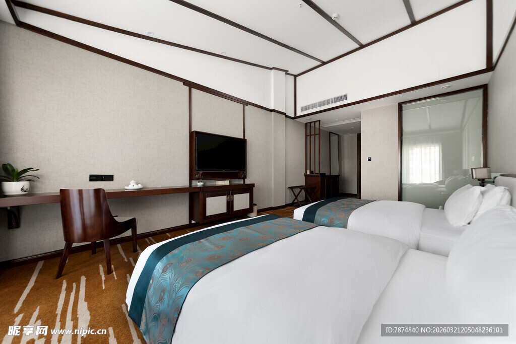 现代简约风格双床酒店客房