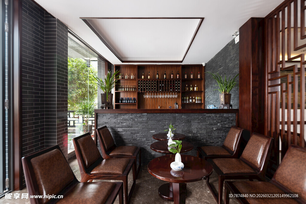 现代中式风格客厅休闲区