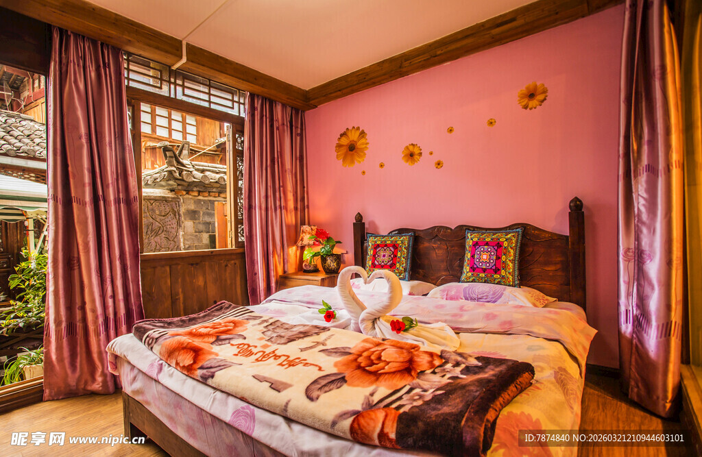 粉色浪漫风温馨卧室场景