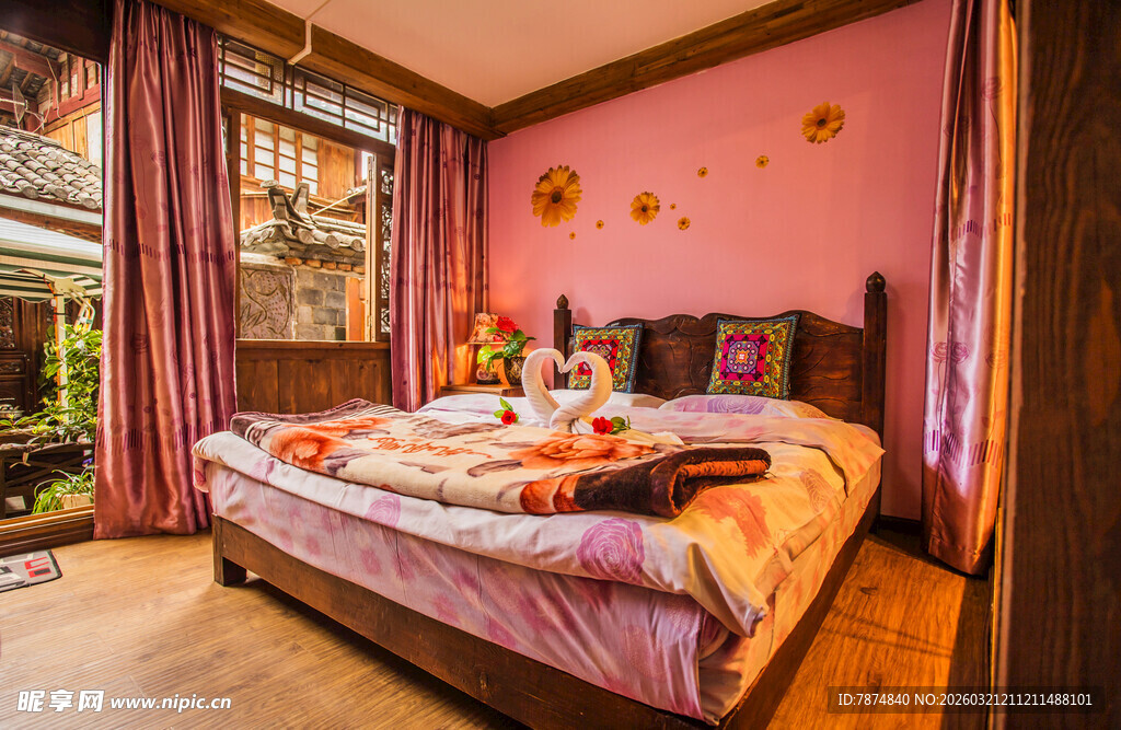 温馨粉色系卧室温馨氛围