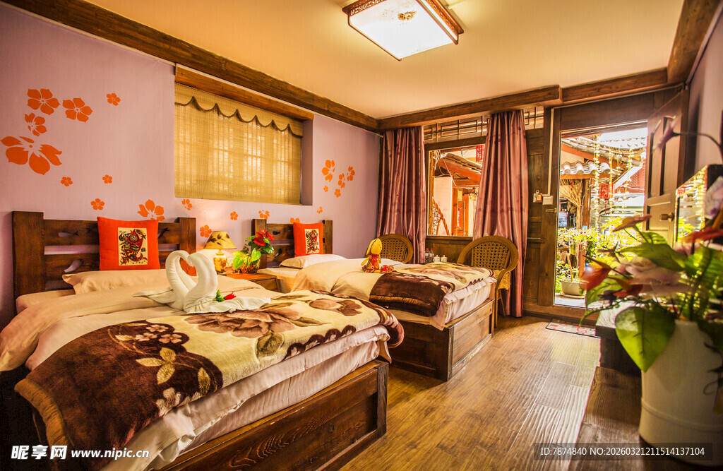 温馨复古风卧室室内场景