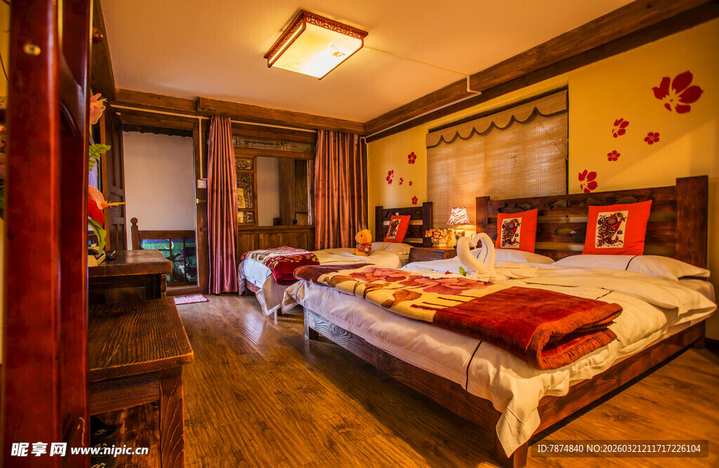 中式风格温馨卧室场景