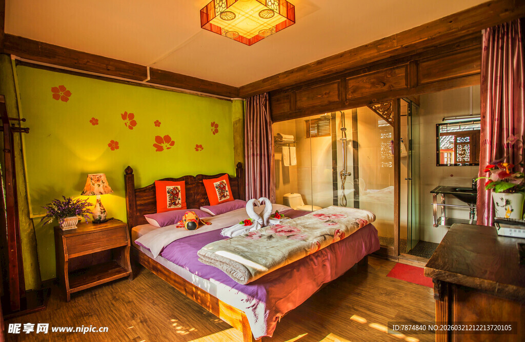 温馨复古风卧室室内场景