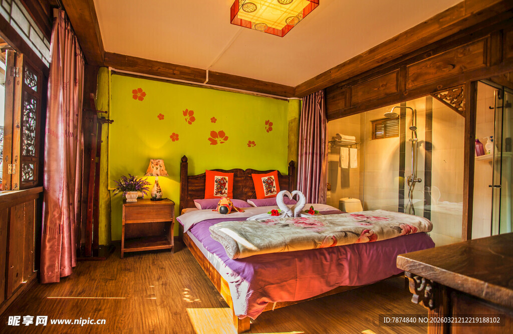 温馨复古风卧室室内场景