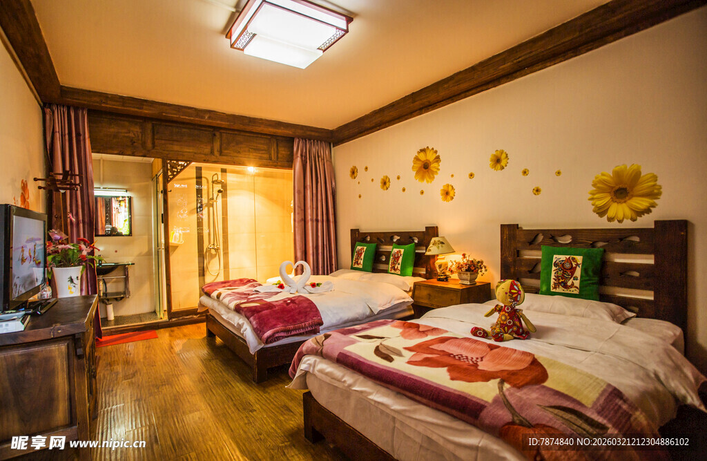 温馨双床卧室民宿房间