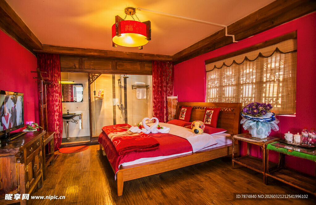 中式复古风卧室温馨场景