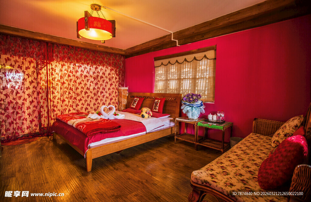 复古风温馨卧室场景