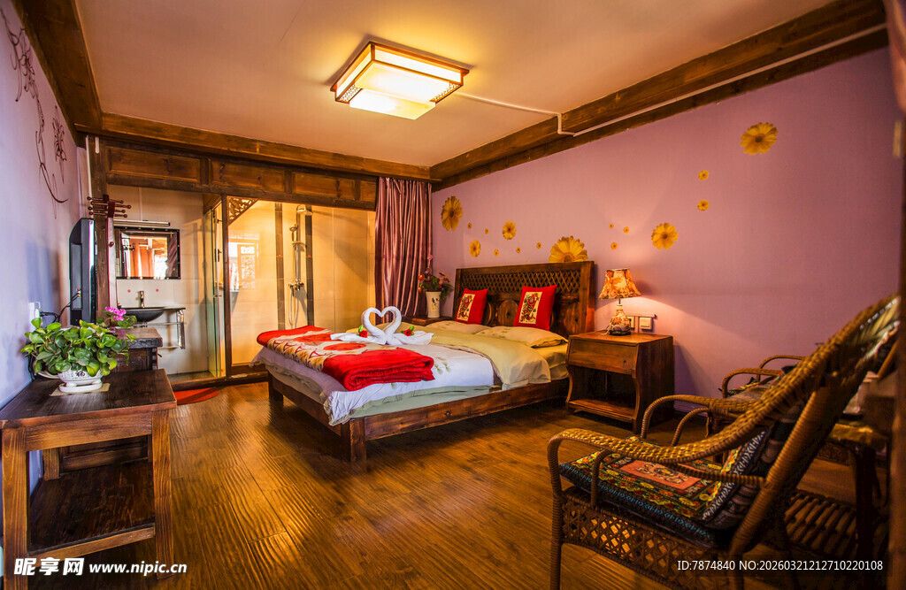 复古温馨卧室室内场景