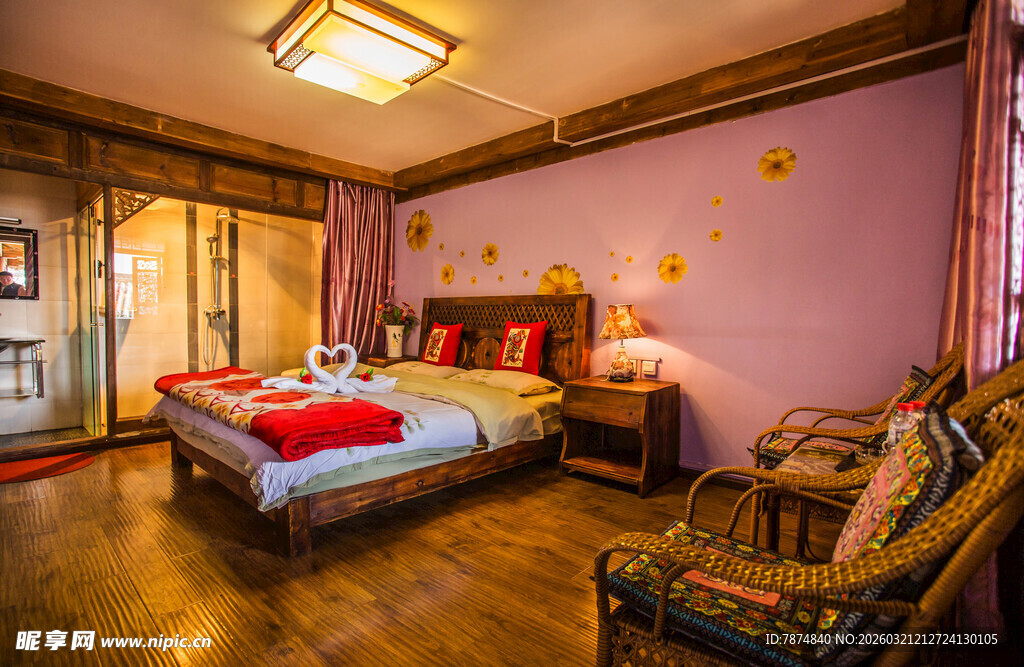 温馨复古风卧室室内场景