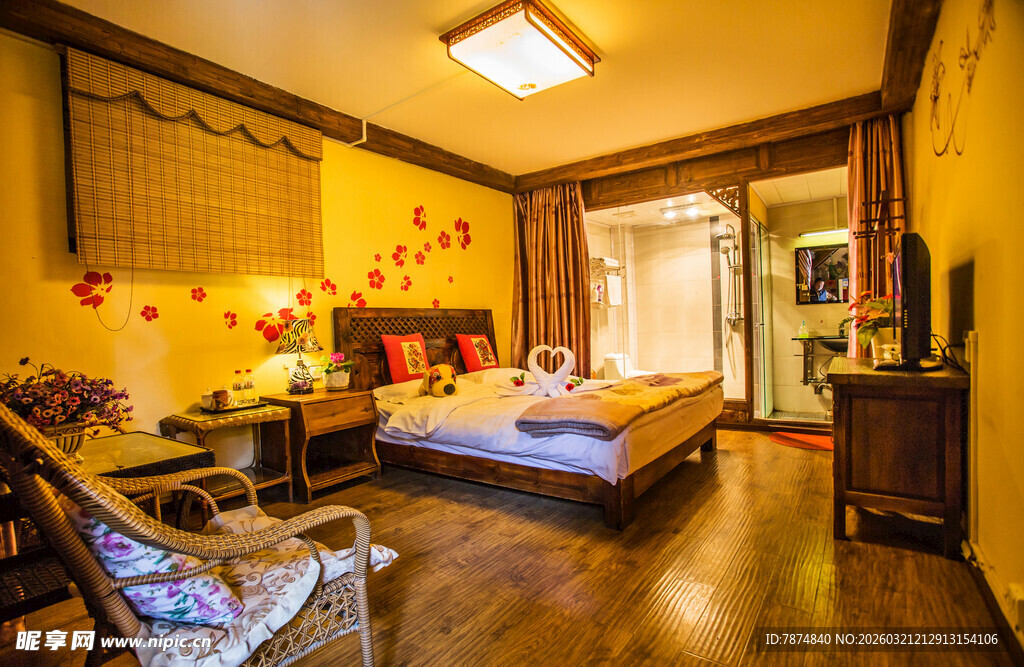 温馨复古风卧室场景展示