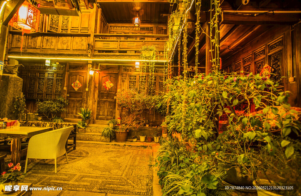 古雅庭院绿植环绕景致