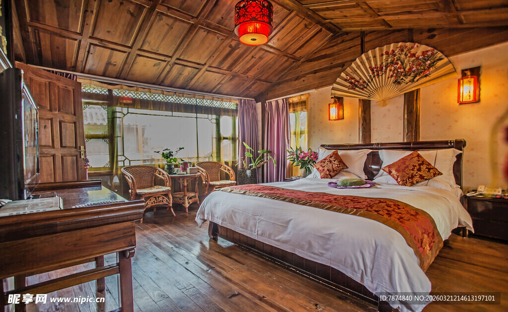 传统风格温馨民宿卧室