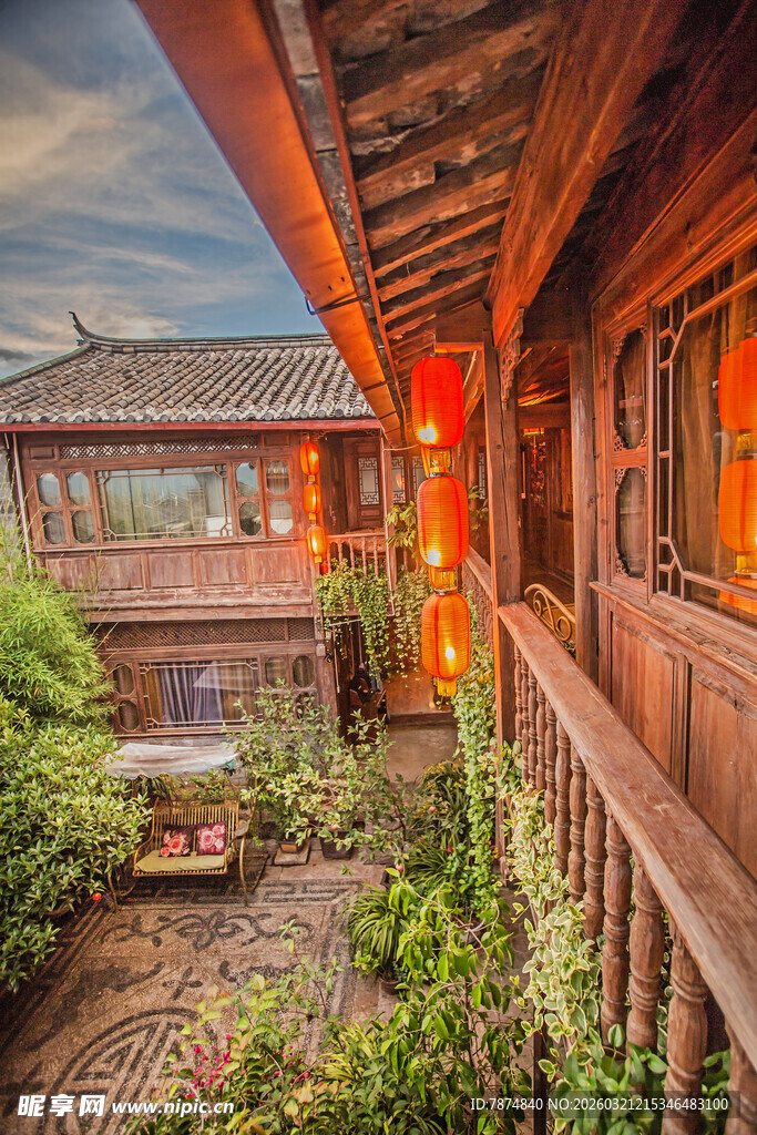 古雅中式庭院木质建筑景观