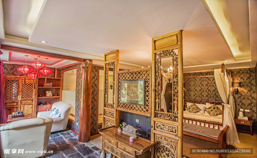 豪华古典风格卧室场景