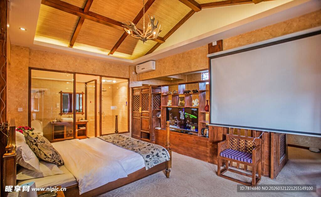 豪华木质风格卧室家庭影院
