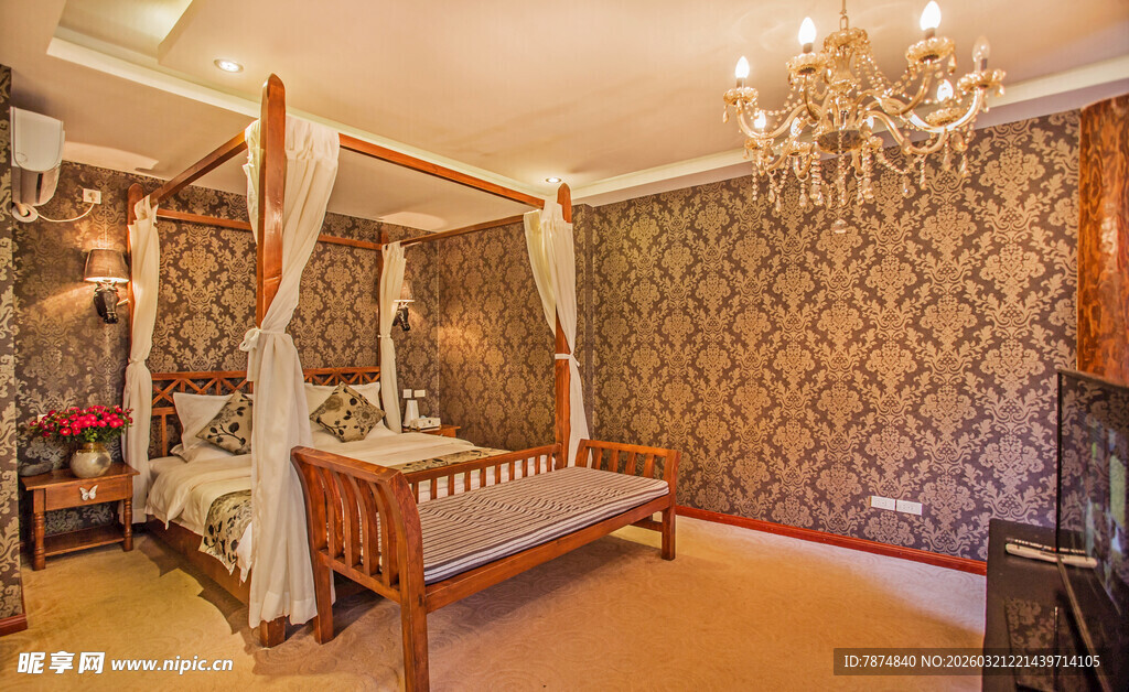 豪华复古风格卧室场景