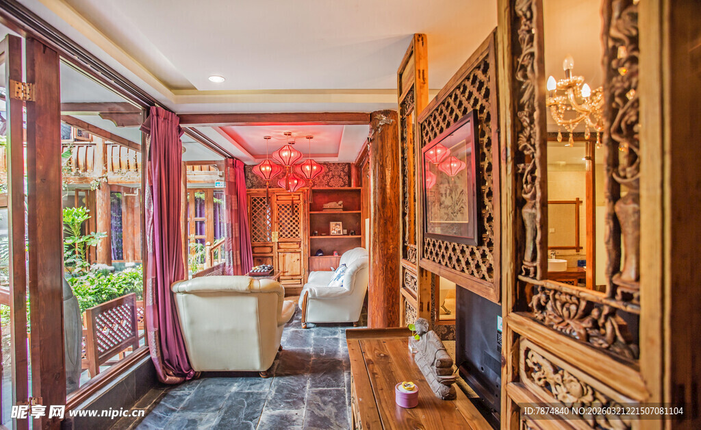 中式古典风格的雅致走廊