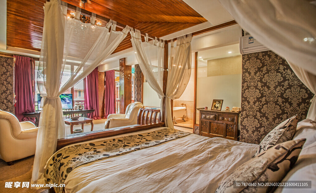 豪华温馨的卧室室内场景