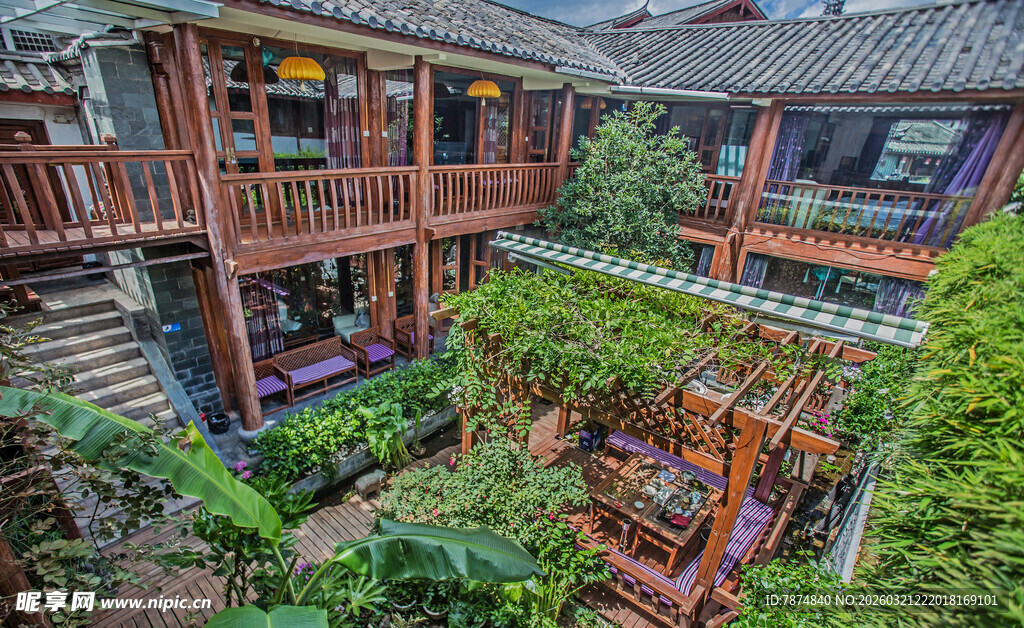 中式庭院民宿 绿植环绕