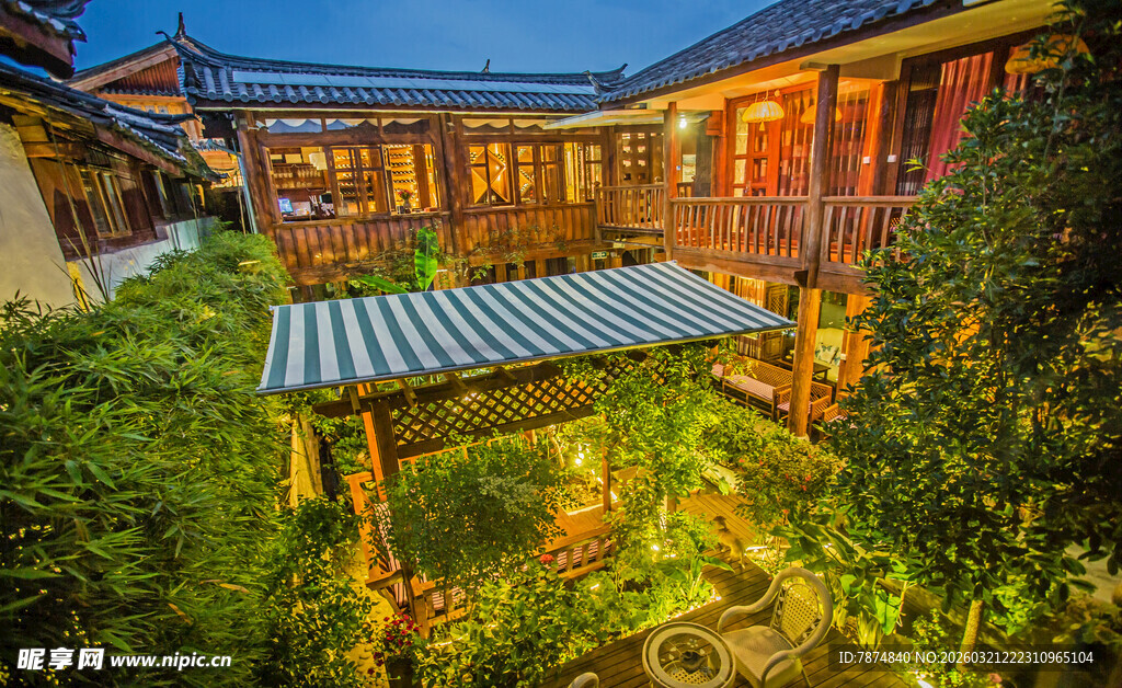 中式庭院夜景 静谧雅致