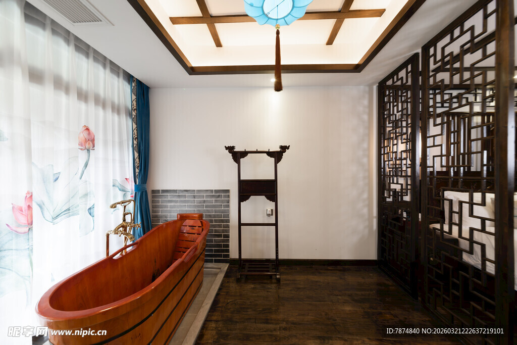 中式古风浴室典雅场景
