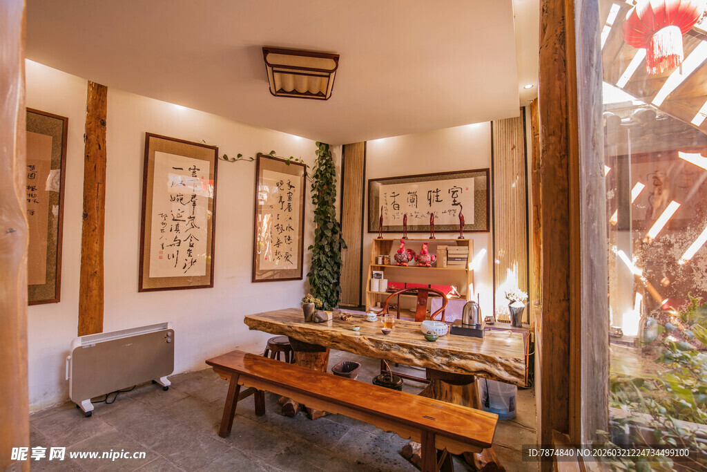 中式雅致茶室室内景致