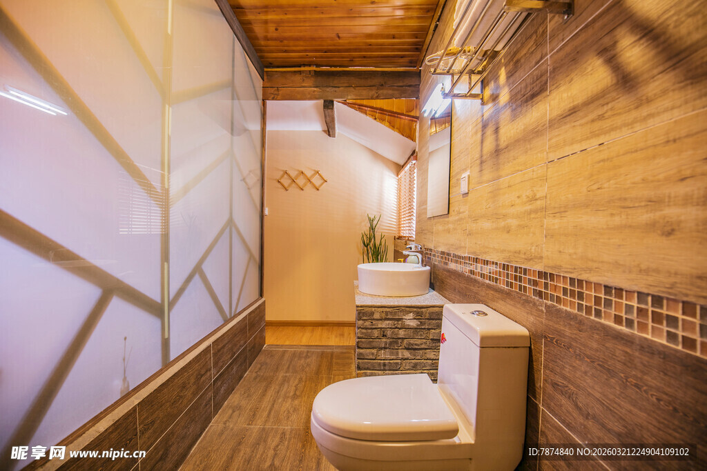 木质风格温馨卫生间一角